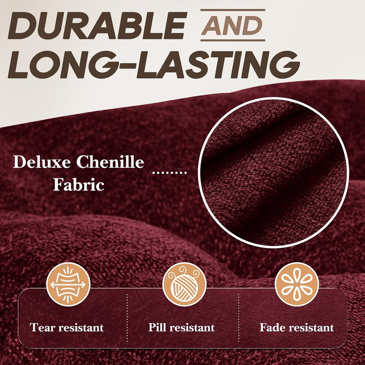 Basic Beyond Chair Cushions for Dining Chairs, Non-Slip Chair Pads, Thick Seat Cushions for Dining Room Chairs, Kitchen Chair Cushions Set of 4, 16" x 16" x 4", Burgundy