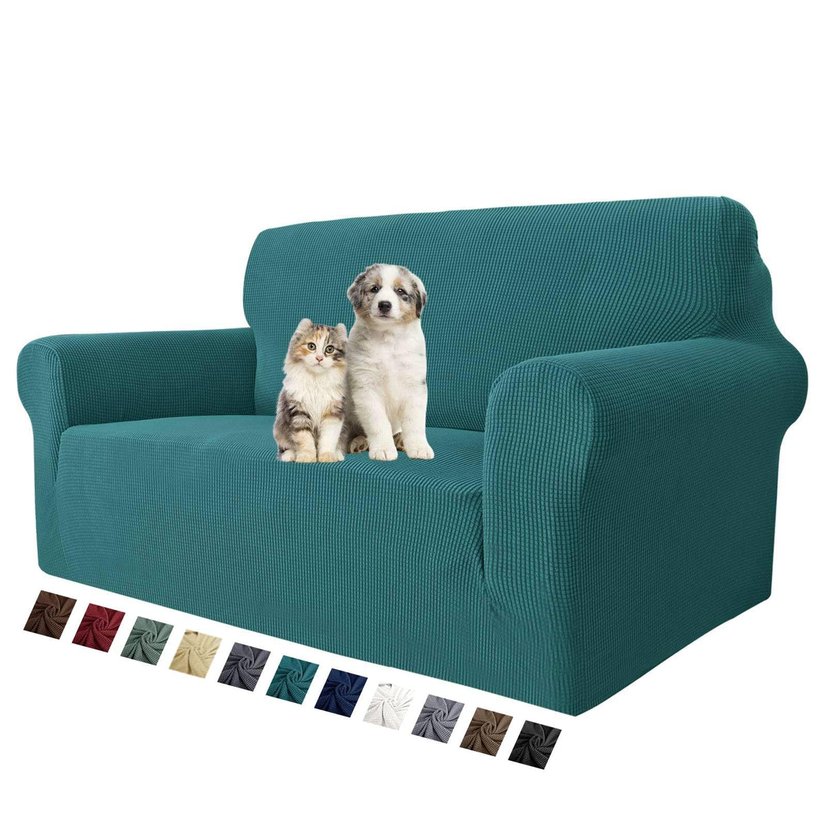 MAXIJIN Super Stretch Couch Cover for 3 Cushion Couch, 1-Piece Universal Sofa Covers Living Room Jacquard Spandex Furniture Protector Dogs Pet Friendly Fitted (Large, Gray)
