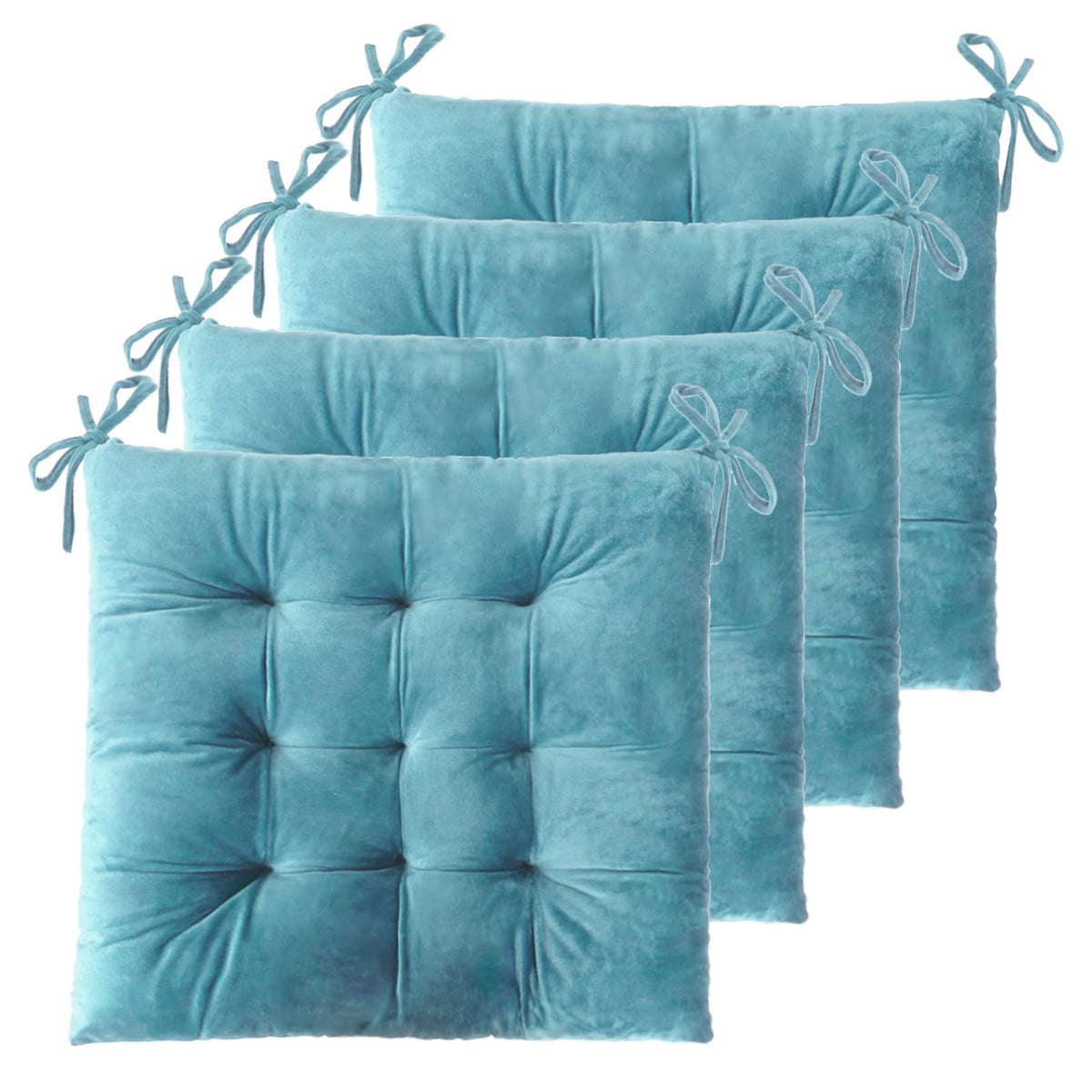 ELFJOY 4 Pack Chair Cushions for Dining Chairs with Ties Navy 16"x16"
