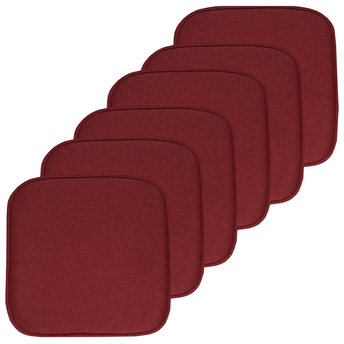 Sweet Home Collection Chair Cushion Memory Foam Pads Honeycomb Pattern Slip Non Skid Rubber Back Rounded Square 16" x 16" Seat Cover, 4 Pack, Alexis Chocolate