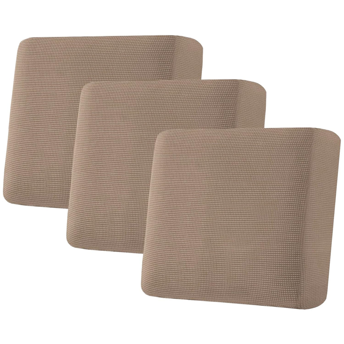 H.VERSAILTEX Super Stretch Individual Seat Cushion Covers Sofa Covers Couch Cushion Cover Slipcover Sets Thick Jacquard Textured Twill Fabric (3 Piece Sofa Cushion Covers, Grey)