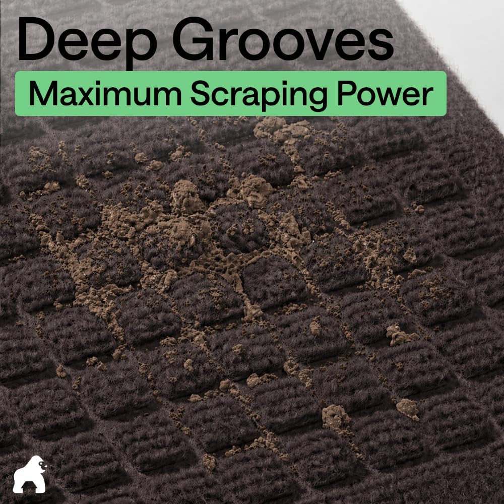 GORILLA GRIP® HydroABSORB Door Mat for Indoor Outdoor Use, 29x17 Coffee