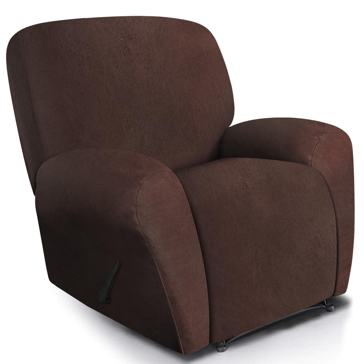 ANARACHON Leather Look Recliner Couch Cover 8-Piece Recliner Sofa Slipcovers 3 Seater for Reclining Couches Furniture Protector Spandex Fabric Washable (Recliner Sofa, Brown)