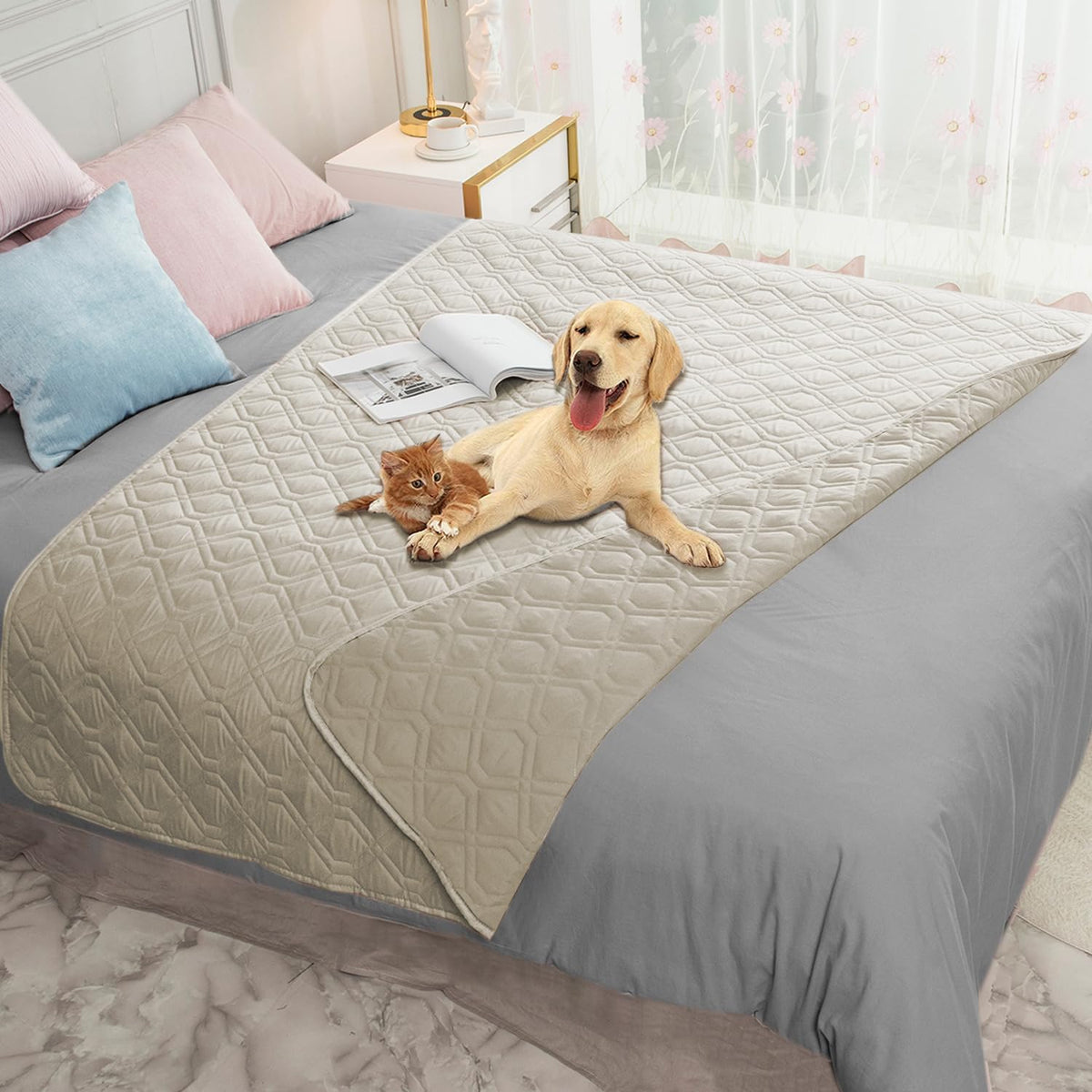 Ameritex Waterproof Dog Bed Blankets Cover for Bed Couch Sofa Reversible