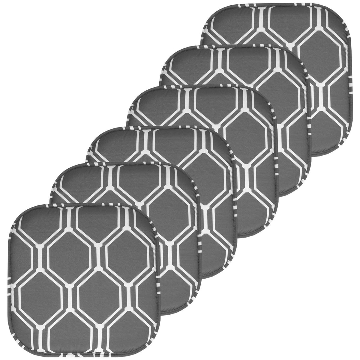 Sweet Home Collection Chair Cushion Memory Foam Pads Honeycomb Pattern Slip Non Skid Rubber Back Rounded Square 16" x 16" Seat Cover, 4 Pack, Alexis Chocolate