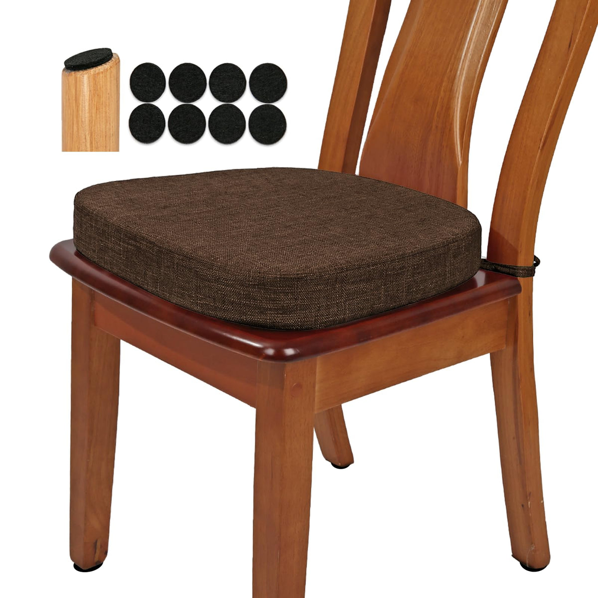 BUYUE Thickened 2.5" Dining Chair Cushions Set of 4, U-Shape High Density Foam Comfortable Chair Pads for Kitchen, Slip Resistant Indoor Seat Cushions (4 PCS, Dark Gray)