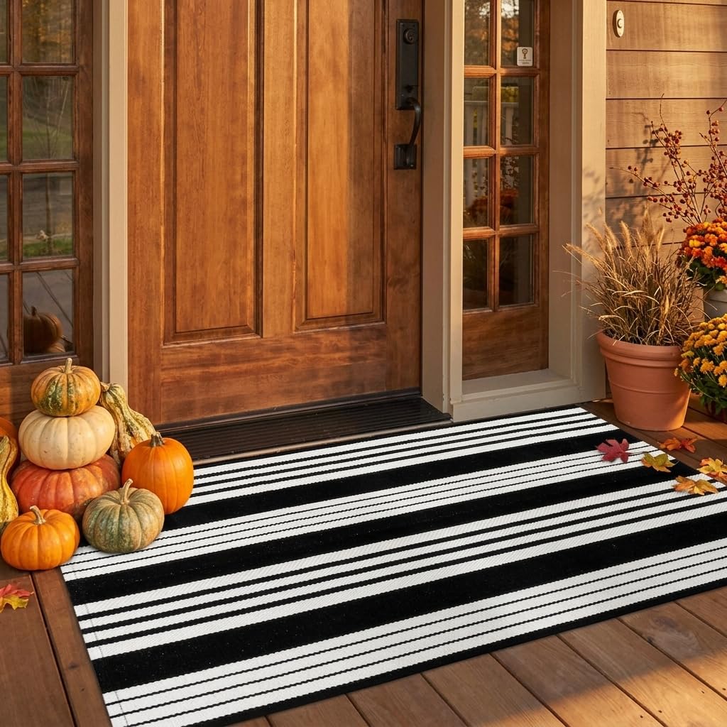 OJIA Front Door Mat 24"x51", Striped Porch Rug Outdoor Door Mat Fall Decor