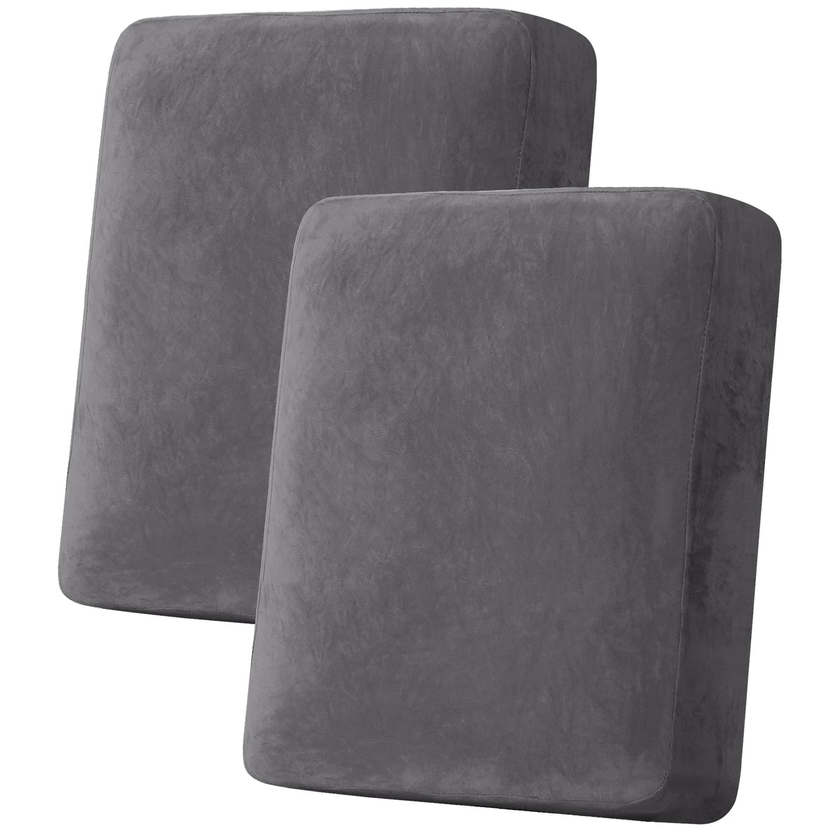 H.VERSAILTEX Velvet Stretch Couch Cushion Cover Plush Cushion Slipcover for Chair Loveseat Sofa Cushion Furniture Protector Seat Cushion Sofa Cover (2 Piece Large Sofa Cushion Covers, Ivory)