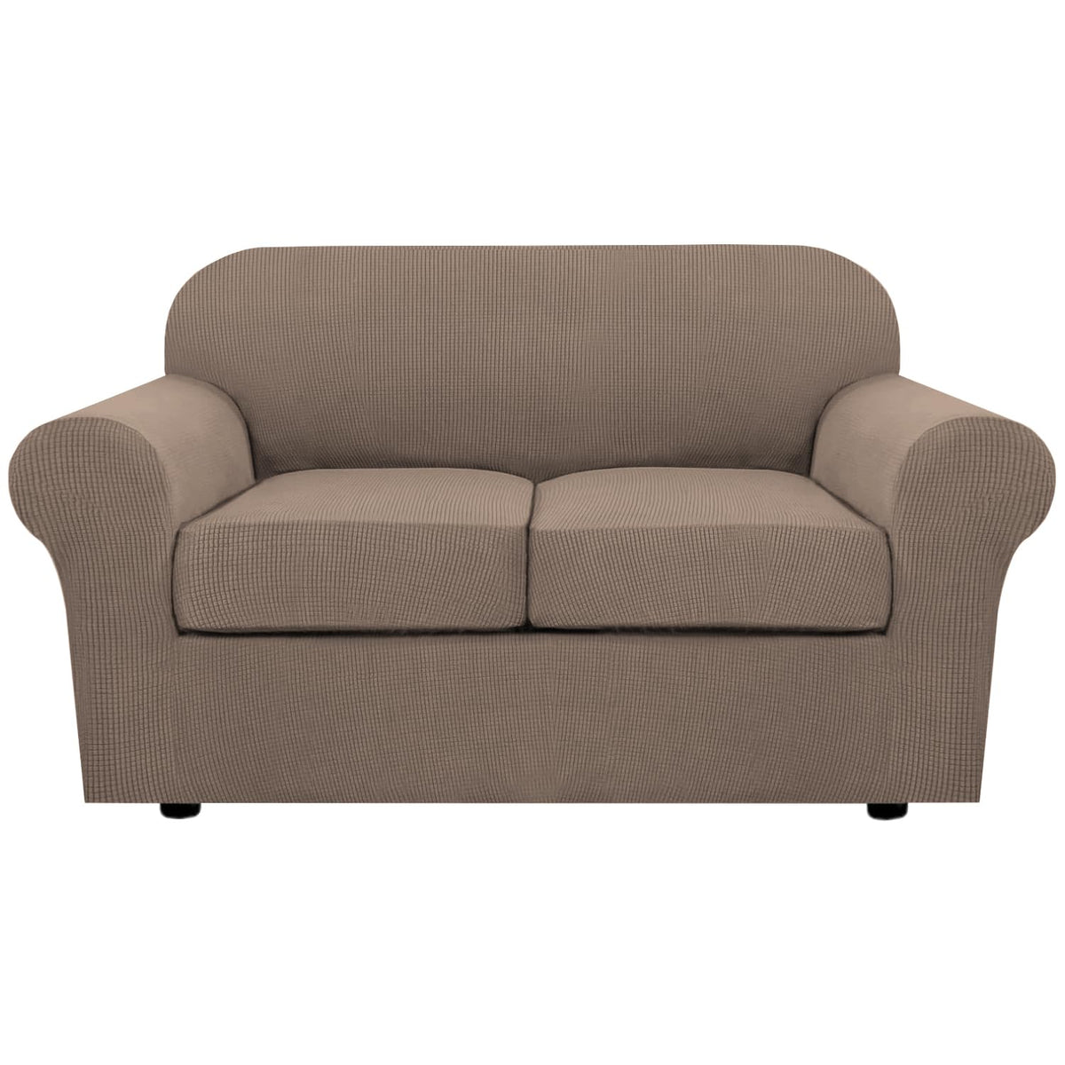 H.VERSAILTEX 4 Piece Stretch Sofa Covers for 3 Cushion Couch Covers for Living Room Furniture Slipcovers (Base Cover Plus 3 Seat Cushion Covers) Upgraded Thicker Jacquard Fabric (Sofa, Grey)