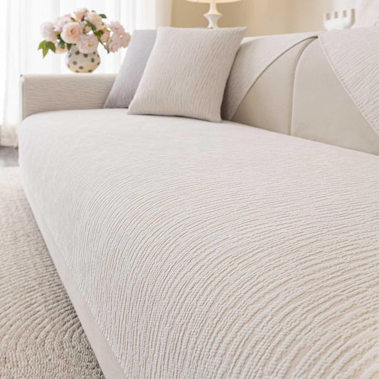 Soft Waterproof Chenille Cover Washable, Non Slip Sectional Sofa Covers for 3 Cushion Couch Sofa L Sharped Sofa Slipcover for Pets, Furniture Protector (1 PCS 36"x82" White)