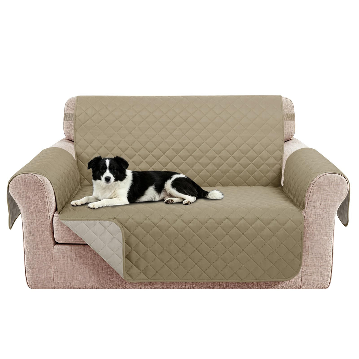 Reversible Sofa Cover for 3 Cushion, Chocolate/Beige