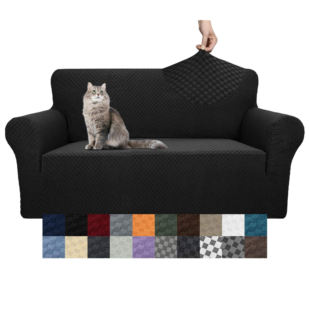 YEMYHOM Couch Cover Latest Jacquard Design High Stretch Sofa Covers for 3 Cushion Couch, Pet Dog Cat Proof Slipcover Non Slip Magic Elastic Furniture Protector (Sofa, Light Gray)
