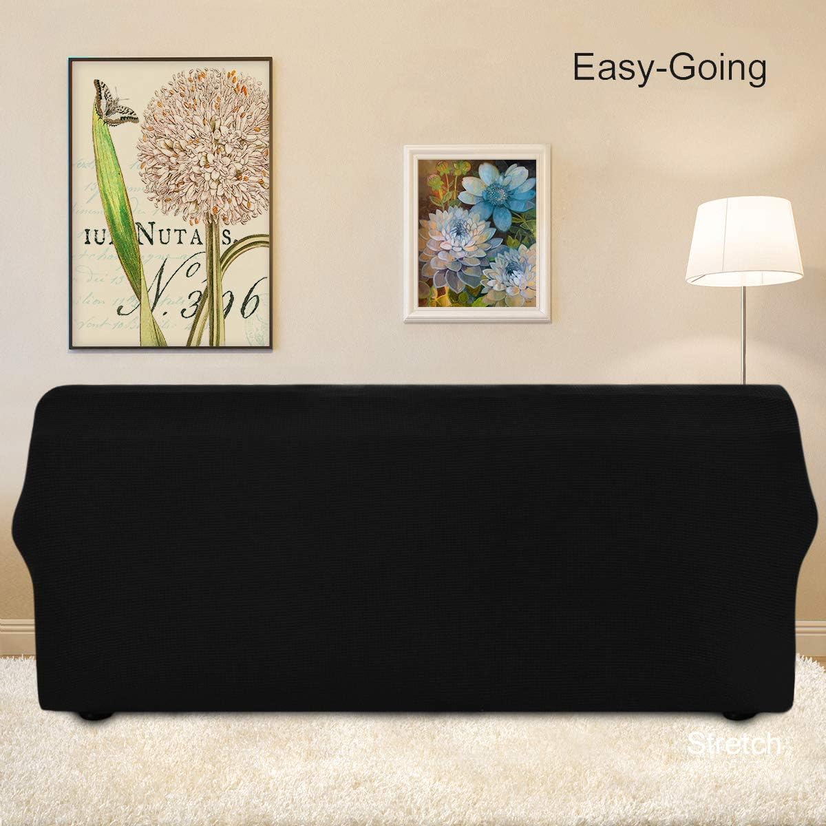Easy-Going Stretch Couch Covers for Sofa Washable Large Black