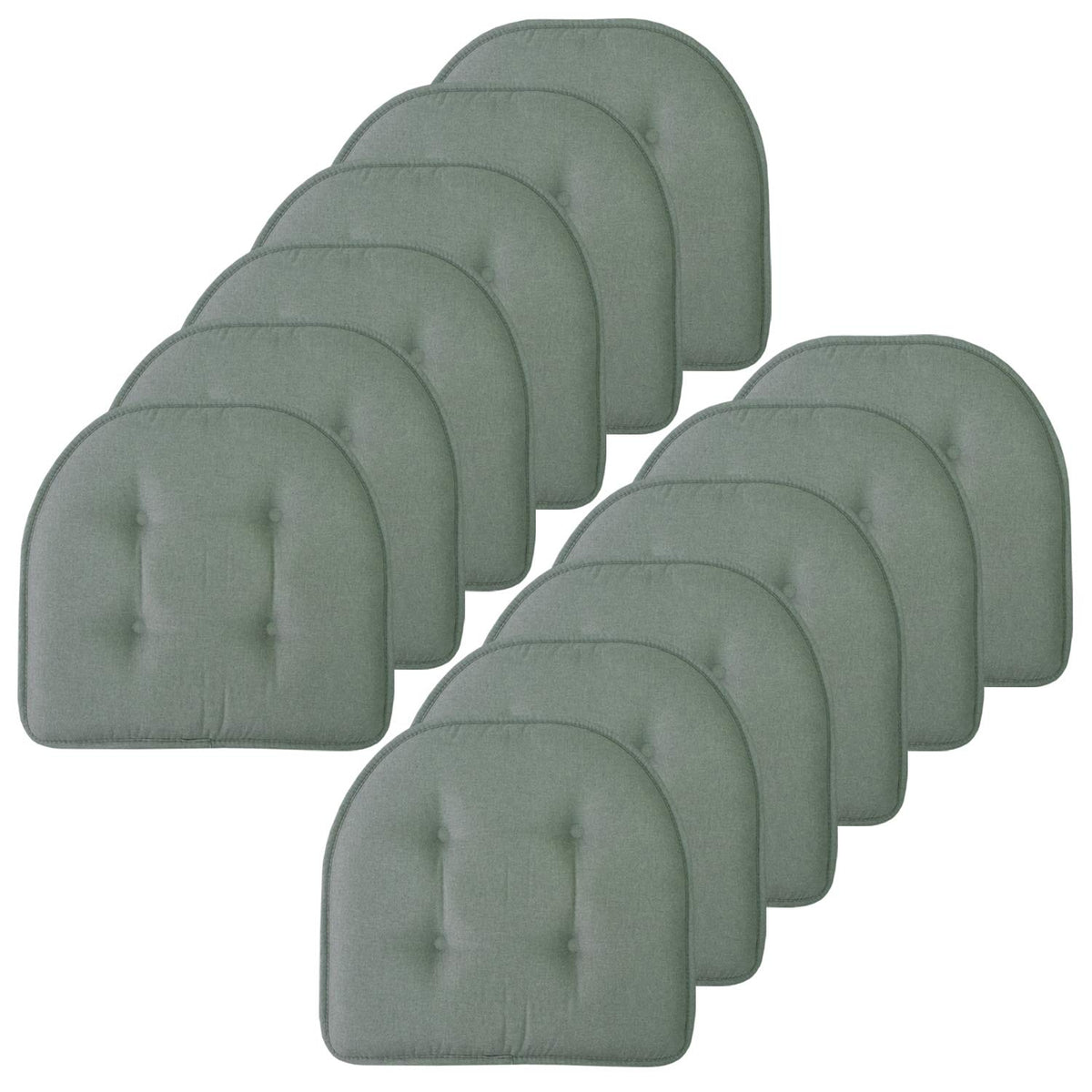Sweet Home Collection Chair Cushion Memory Foam Pads Tufted Slip Non Skid Rubber Back U-Shaped 17" x 16" Seat Cover, 6 Pack, Checkered Taupe/White