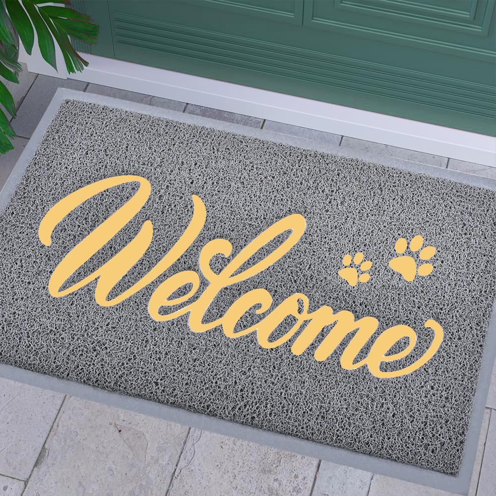 T.HENV Welcome Mat Outdoor, 30x17.5 Waterproof All-Season Front Door Mat Outside Entrance, All-Weather Quick Drying, Low Profile Doormat Indoor, Patio Porch Entryway Mats, Black-White