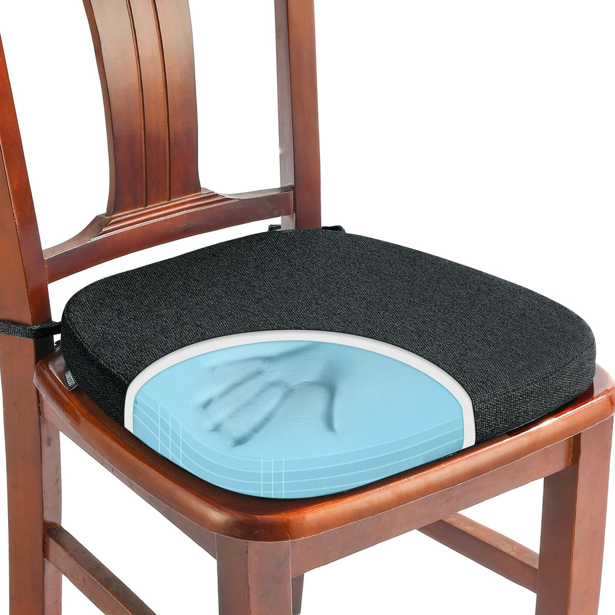 SINOSSO 1 Pack Memory Foam Chair Cushions for Dining Chair, Friendly Woven Fabric 16" U-Shape Comfortable Kitchen Chair Pad, Removable Slip Resistant Seat Cushion (1 Piece, Blue)