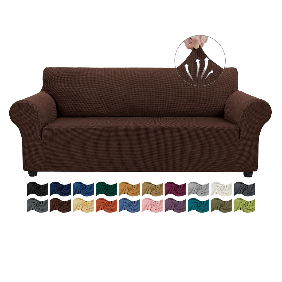 Asnomy Stretch Couch Covers for Sofa Washable, 3 Cushion Couch,Black