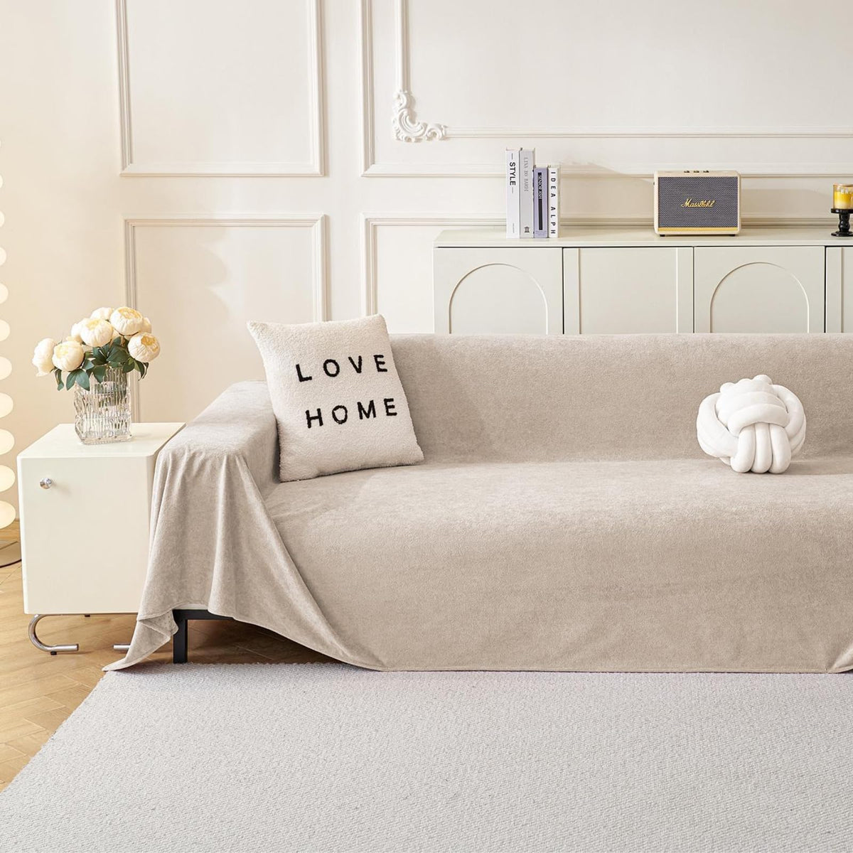 MYSKY HOME Couch Covers for Dogs, Non-Slip Sofa Slipcover, 91"x134", Grey