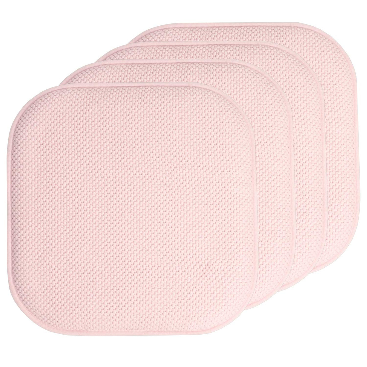 Sweet Home Collection Chair Cushion Memory Foam Pads Honeycomb Pattern Slip Non Skid Rubber Back Rounded Square 16" x 16" Seat Cover, 4 Pack, Alexis Chocolate