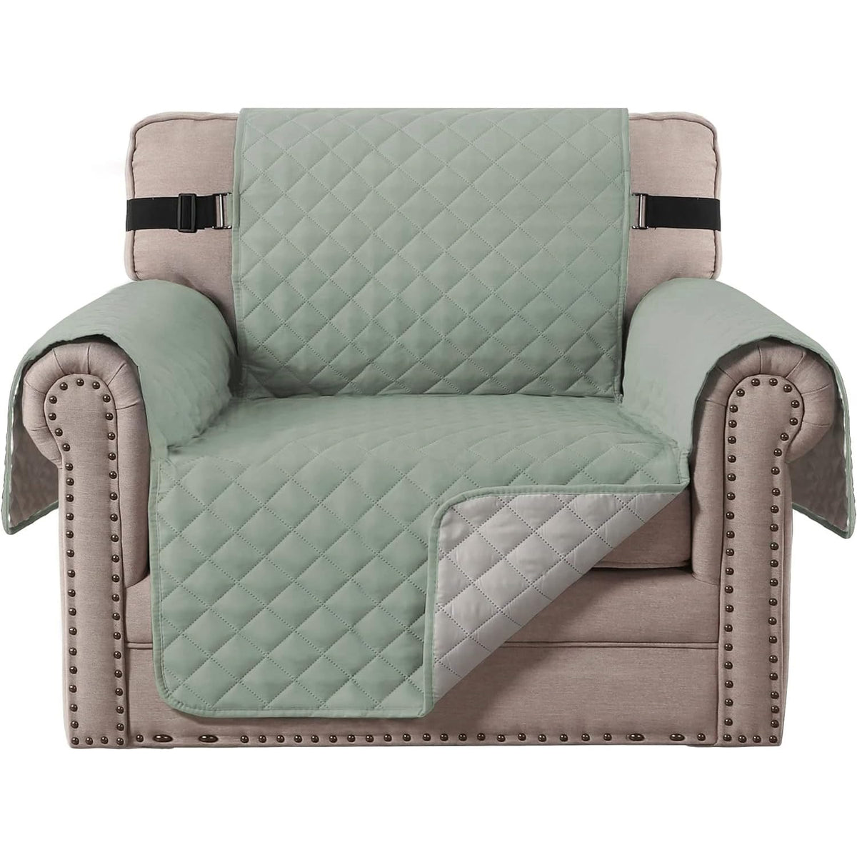 H.VERSAILTEX Reversible Sofa Cover Couch Cover for 3 Cushion Couch Water Resistant Sofa Cover for Living Room Quilted Furniture Couch Cover Washable Couch Protector(Oversized Sofa, Ivory/Beige)