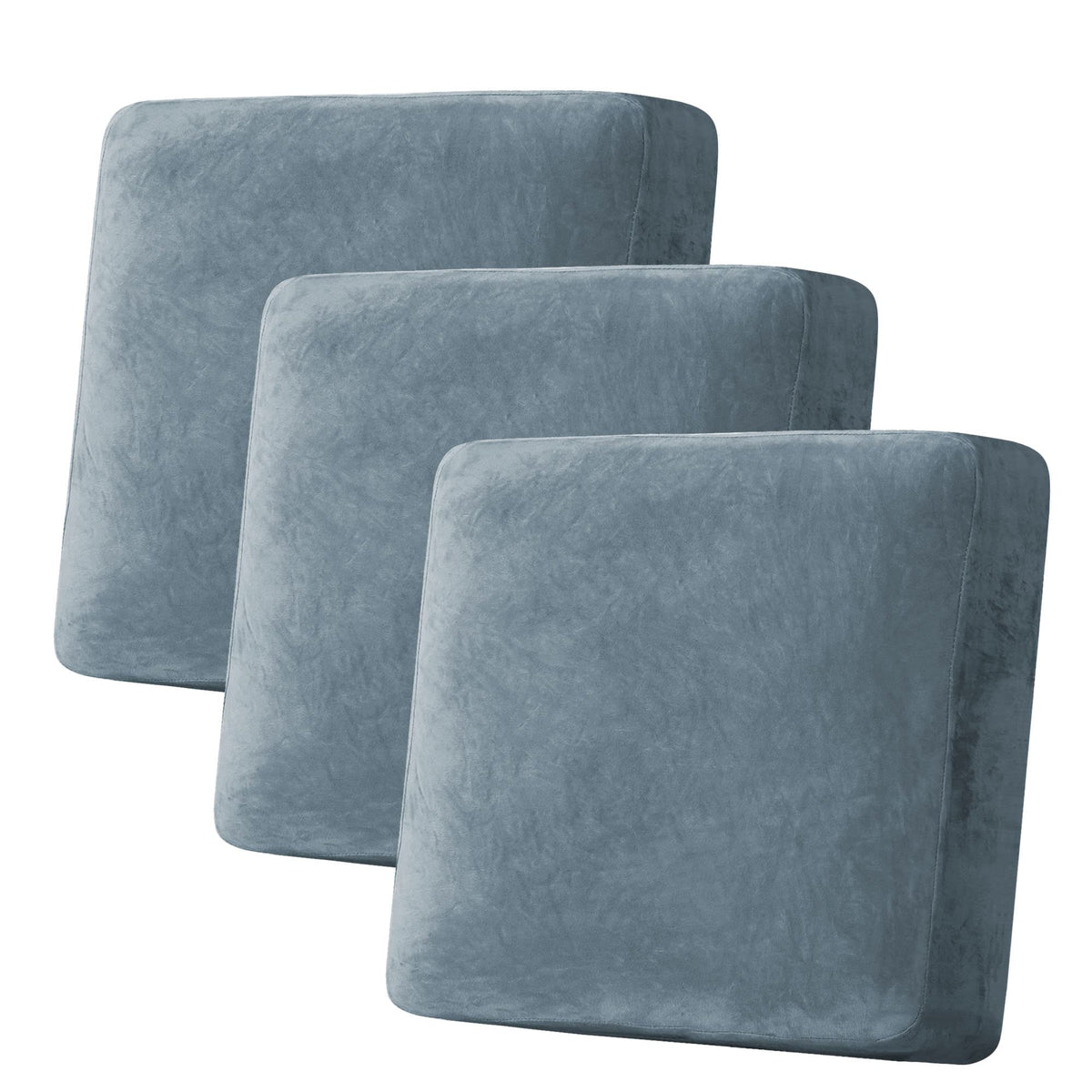 H.VERSAILTEX Velvet Stretch Couch Cushion Cover Plush Cushion Slipcover for Chair Loveseat Sofa Cushion Furniture Protector Seat Cushion Sofa Cover (2 Piece Large Sofa Cushion Covers, Ivory)