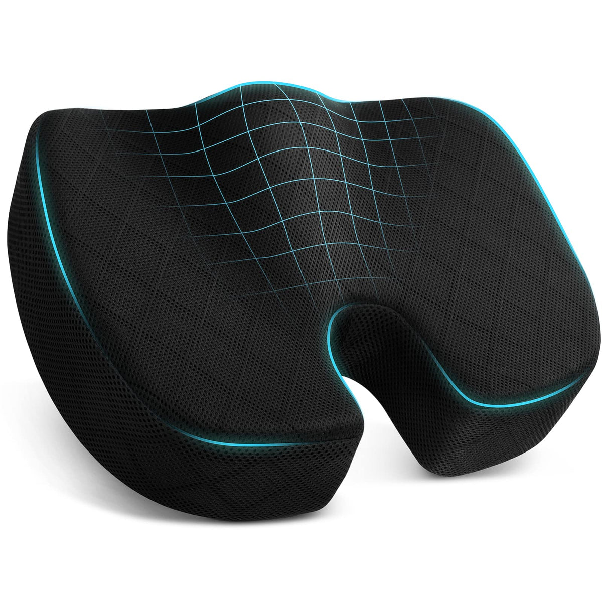 TushGuard Seat Cushion, Memory Foam Office Chair Cushion - Grey, Large