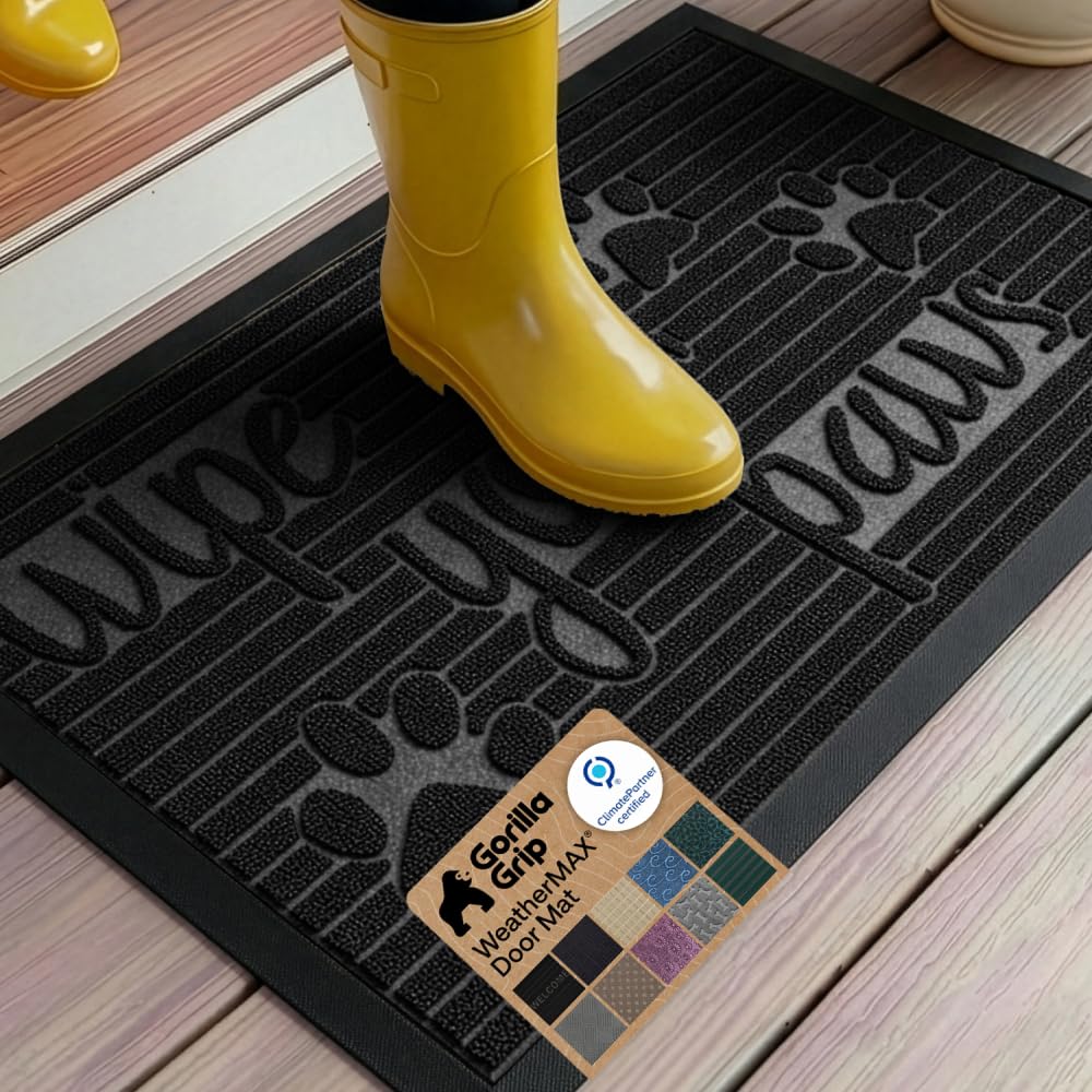 GORILLA GRIP WeatherMAX Door Mat, Indoor Outdoor Use, 29x17, Green Palm
