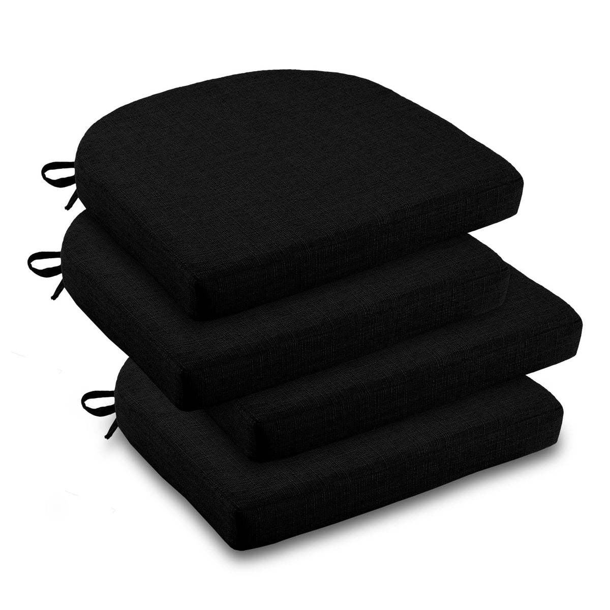 downluxe Indoor Chair Cushions for Dining Chairs, Soft and Comfortable Textured Foam Kitchen Chair Pads with Ties and Non-Slip Backing, 16" x 16" x 2", Red, 4 Pack