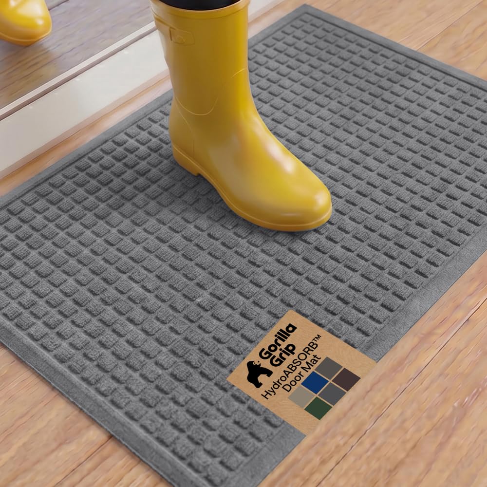 GORILLA GRIP® HydroABSORB Door Mat for Indoor Outdoor Use, 29x17 Coffee