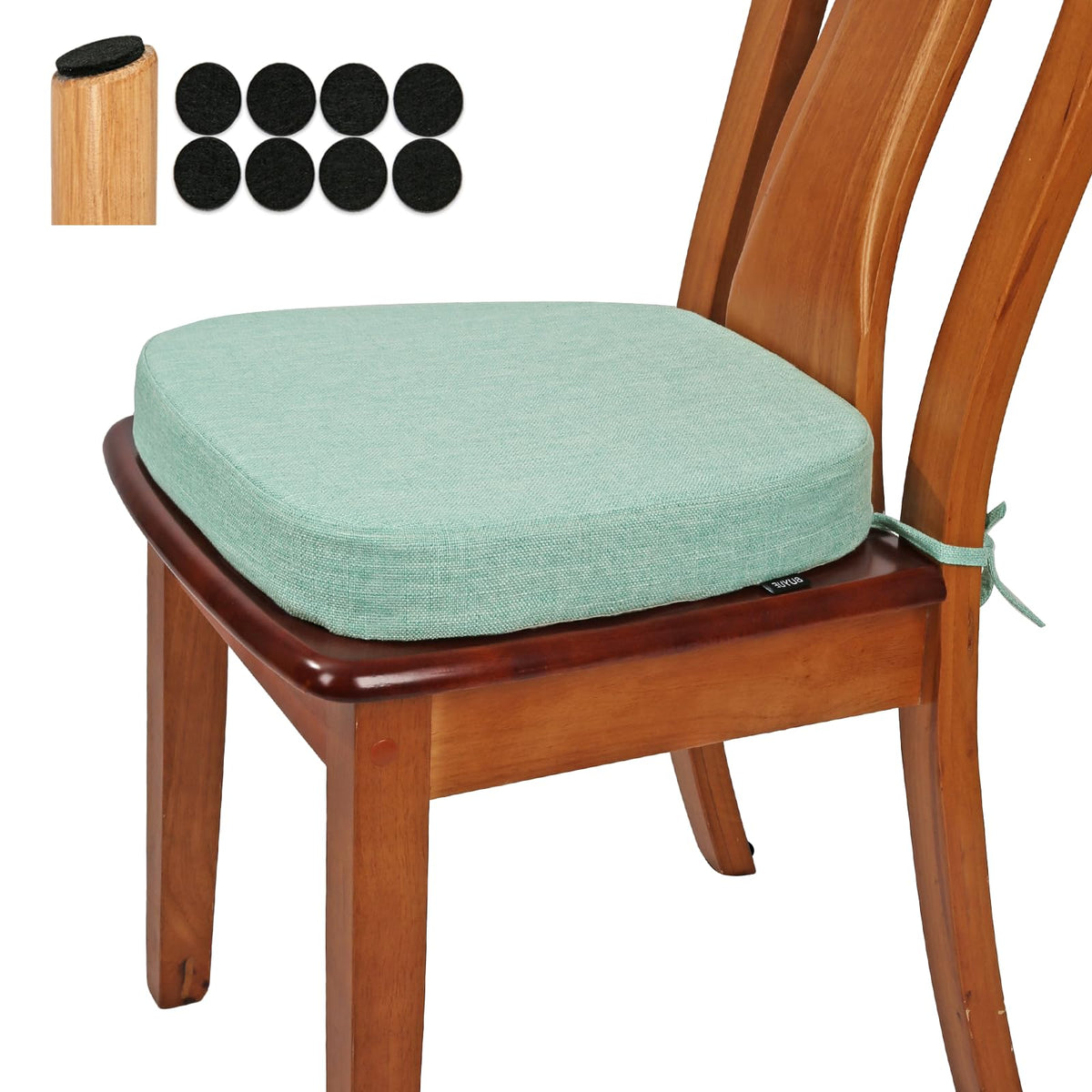 BUYUE Thickened 2.5" Friendly Woven Fabric Dining Chair Cushion, U-Shape High Density Foam Comfortable Chair Pad for Kitchen, Slip Resistant Indoor Seat Cushion (1 Piece, Dark Gray)