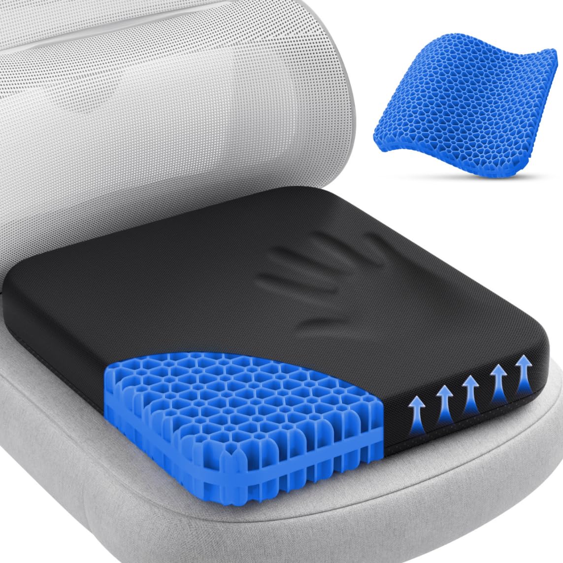 TushGuard Gel Seat Cushion for Long Sitting, Breathable Thick Patent Design