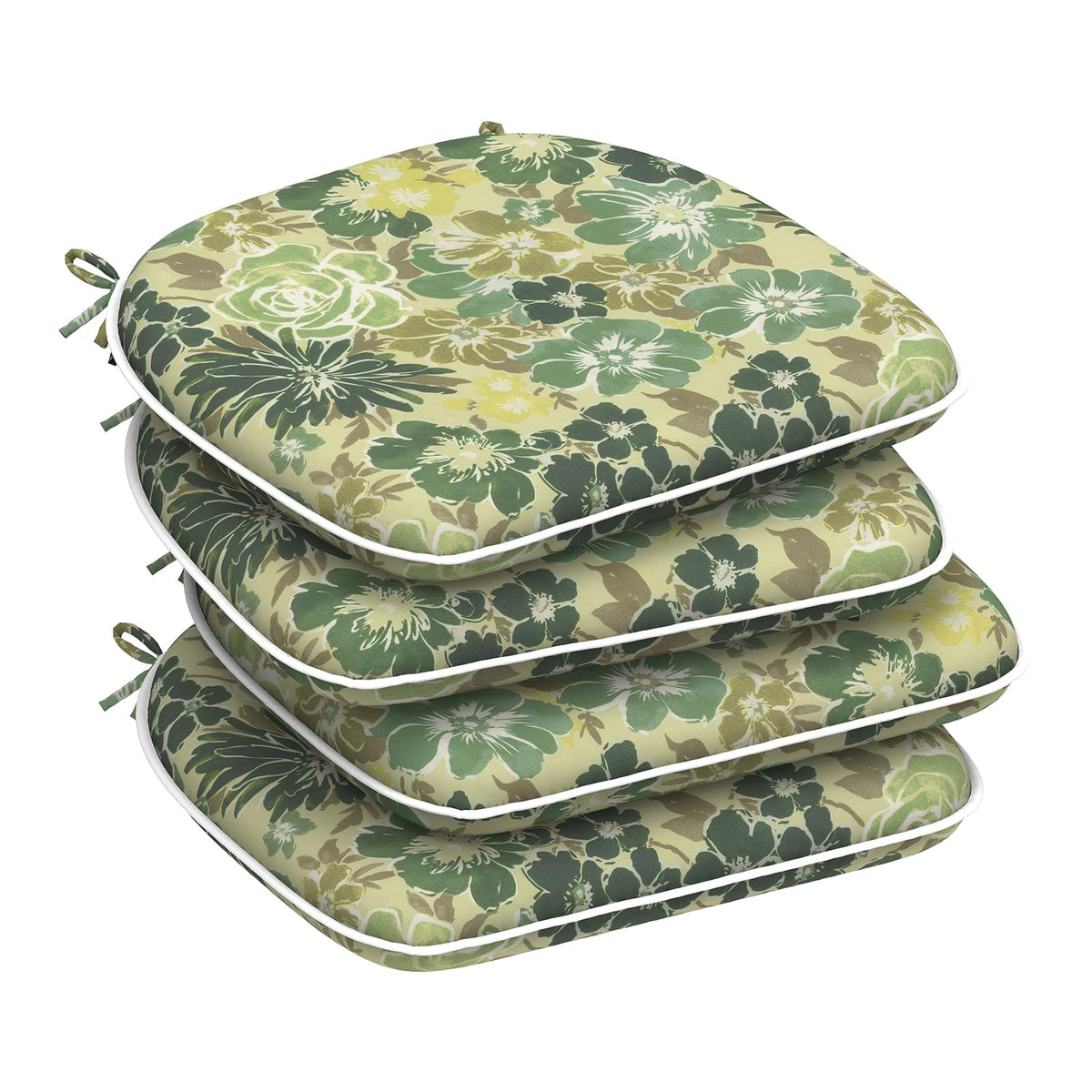 DYTXIII Set of 4 Outdoor Chair Cushions with Ties,Water Repellent Patio Chair Pads 17"x 16" for Outdoor Furniture,Round Corner Seat Cushions for Garden Yard Kitchen Paisley Multi