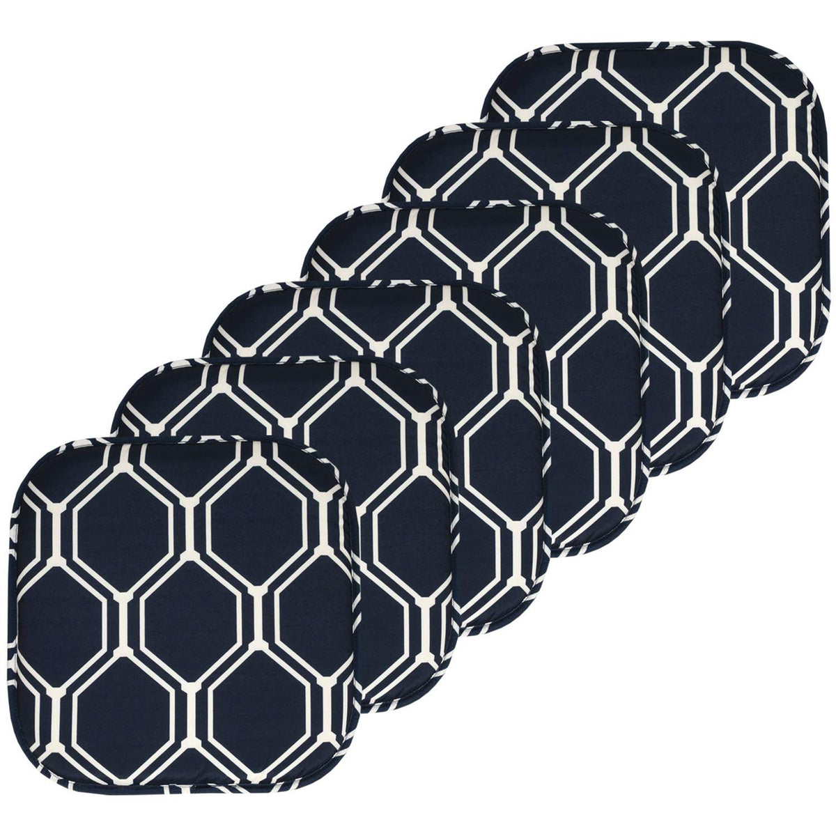 Sweet Home Collection Chair Cushion Memory Foam Pads Honeycomb Pattern Slip Non Skid Rubber Back Rounded Square 16" x 16" Seat Cover, 4 Pack, Alexis Chocolate
