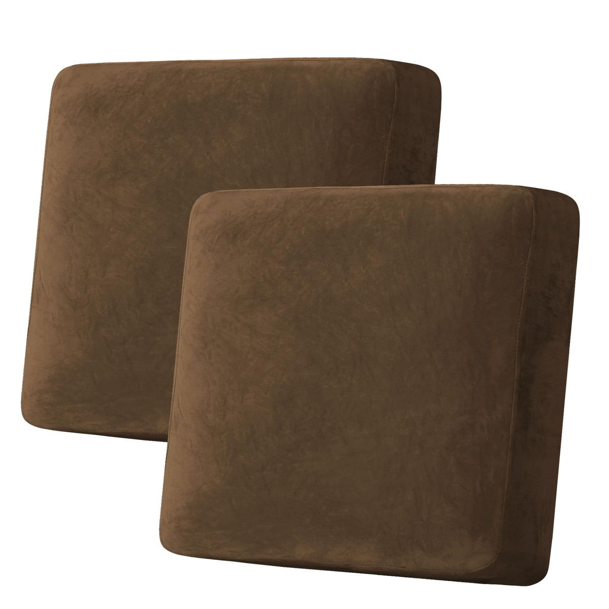 H.VERSAILTEX Velvet Stretch Couch Cushion Cover Plush Cushion Slipcover for Chair Loveseat Sofa Cushion Furniture Protector Seat Cushion Sofa Cover (2 Piece Large Sofa Cushion Covers, Ivory)