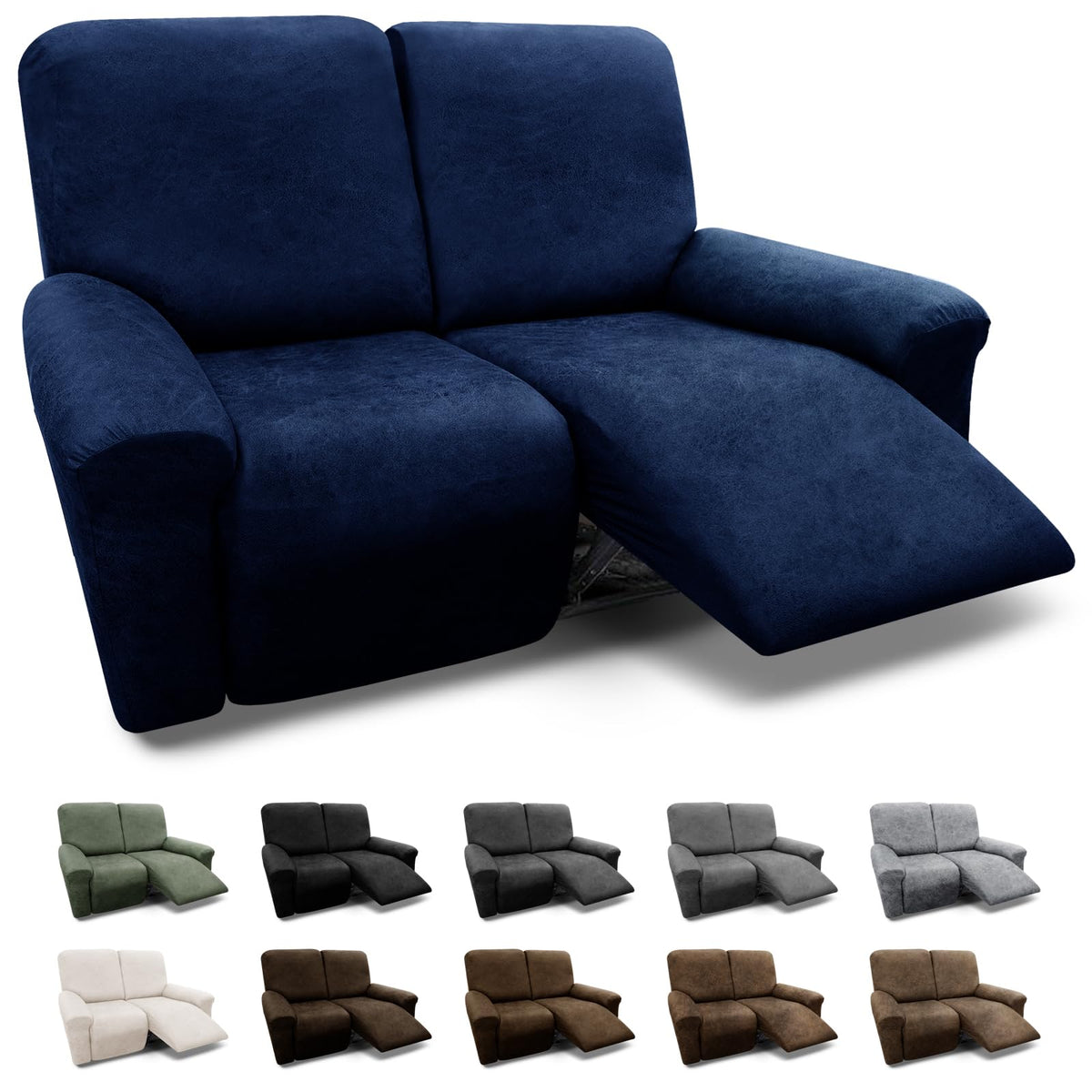 Couch Cover Leather Look 3 Seater Couch Sofa Cover 1-Piece Sofa Slipcover Stretch Furniture Protector with Elastic Bottom & Pockets(Sofa, Coffee)