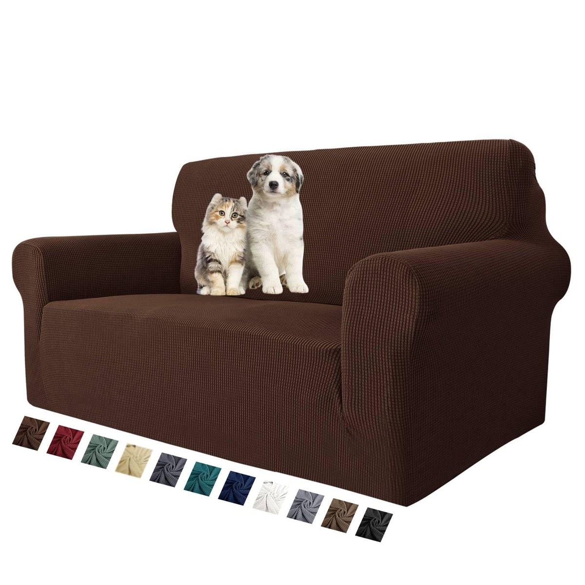MAXIJIN Super Stretch Couch Cover for 3 Cushion Couch, 1-Piece Universal Sofa Covers Living Room Jacquard Spandex Furniture Protector Dogs Pet Friendly Fitted (Large, Gray)