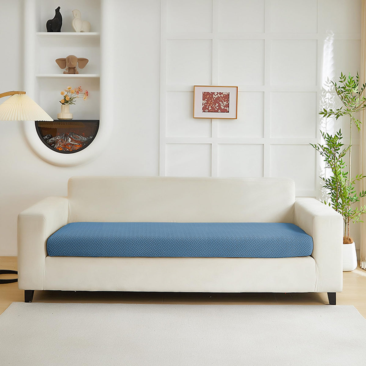Yoovat Couch Cushion Covers for Sofa Couch Covers Wear-Resistant Universal Sofa Cover Washable Stretch for Sectional Slipcovers (Texture-Light Gray,Large Single Seat Cover)