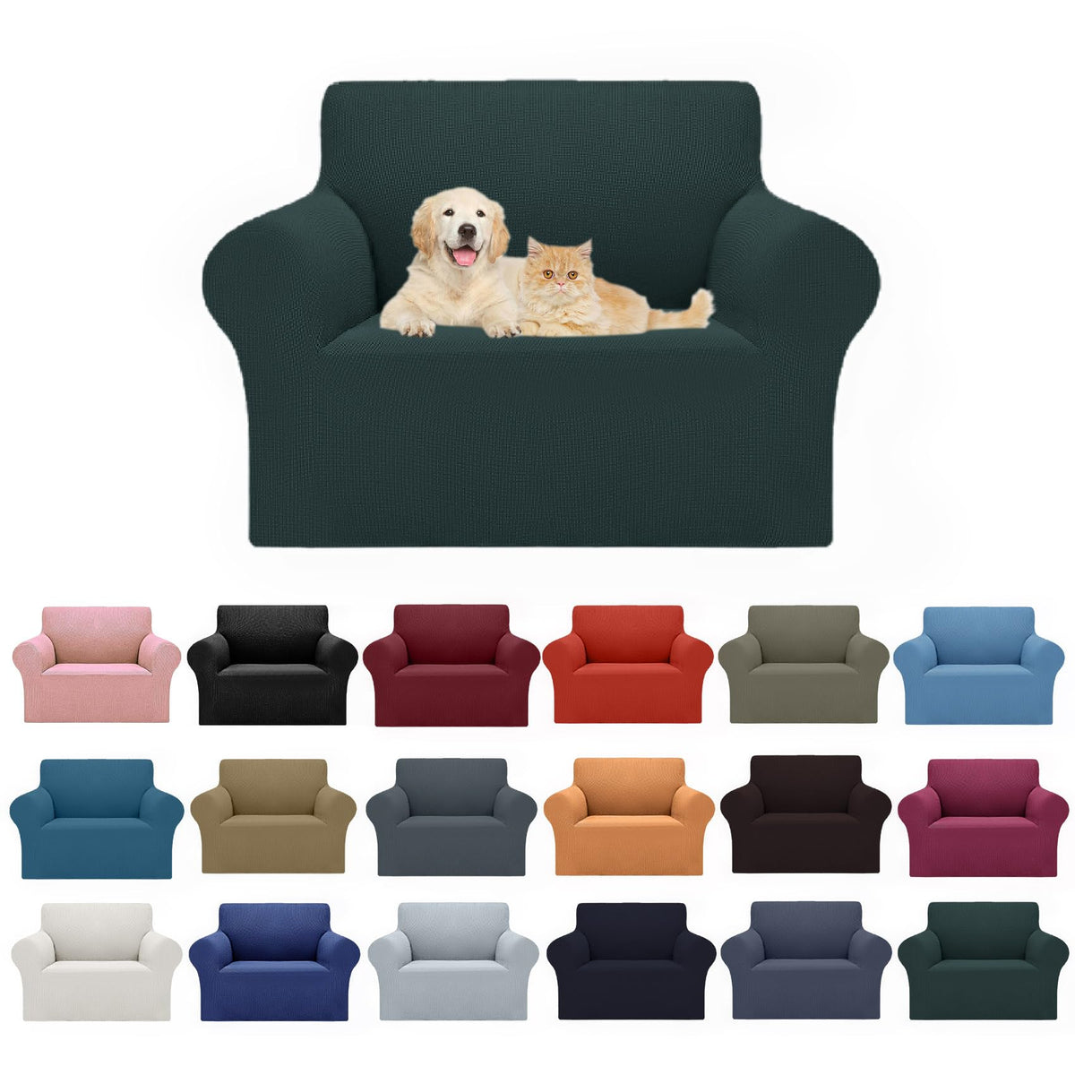Cupuamon 2026 New Stretch Sofa Slipcovers Couch Cover for 3 Cushion Furniture Protector Sofa Covers with Elastic Bottom Jacquard Fabric Small Checks for Pets, Kids -Sofa, Black