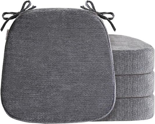 Chair Cushions for Dining Chairs, Washable Chair Pads, Gray, 4 Pack