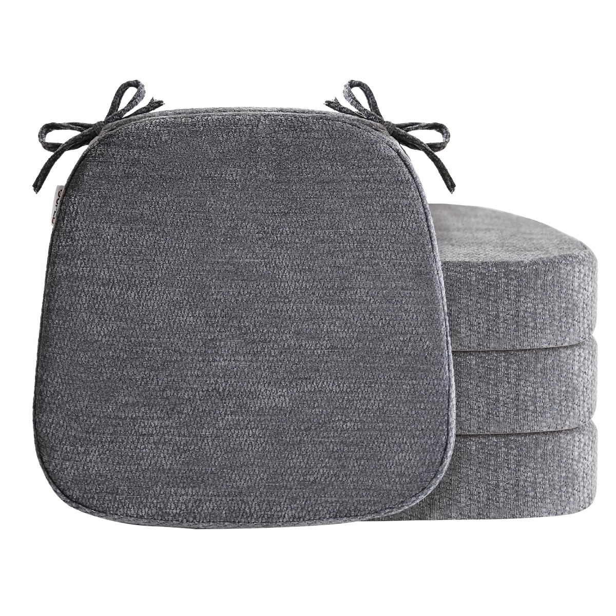 Chair Cushions for Dining Chairs, Washable Chair Pads, Gray, 4 Pack