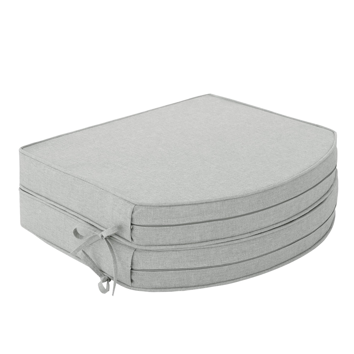 Outdoor Chair Cushions, Fade-Resistant & Water-Resistant, D Shaped Patio Furniture Seat Chair Pads Replacement with Ties, Non-Slip Bottom, Removable Cover, Set of 2, 17 x 16 Inch, Natural