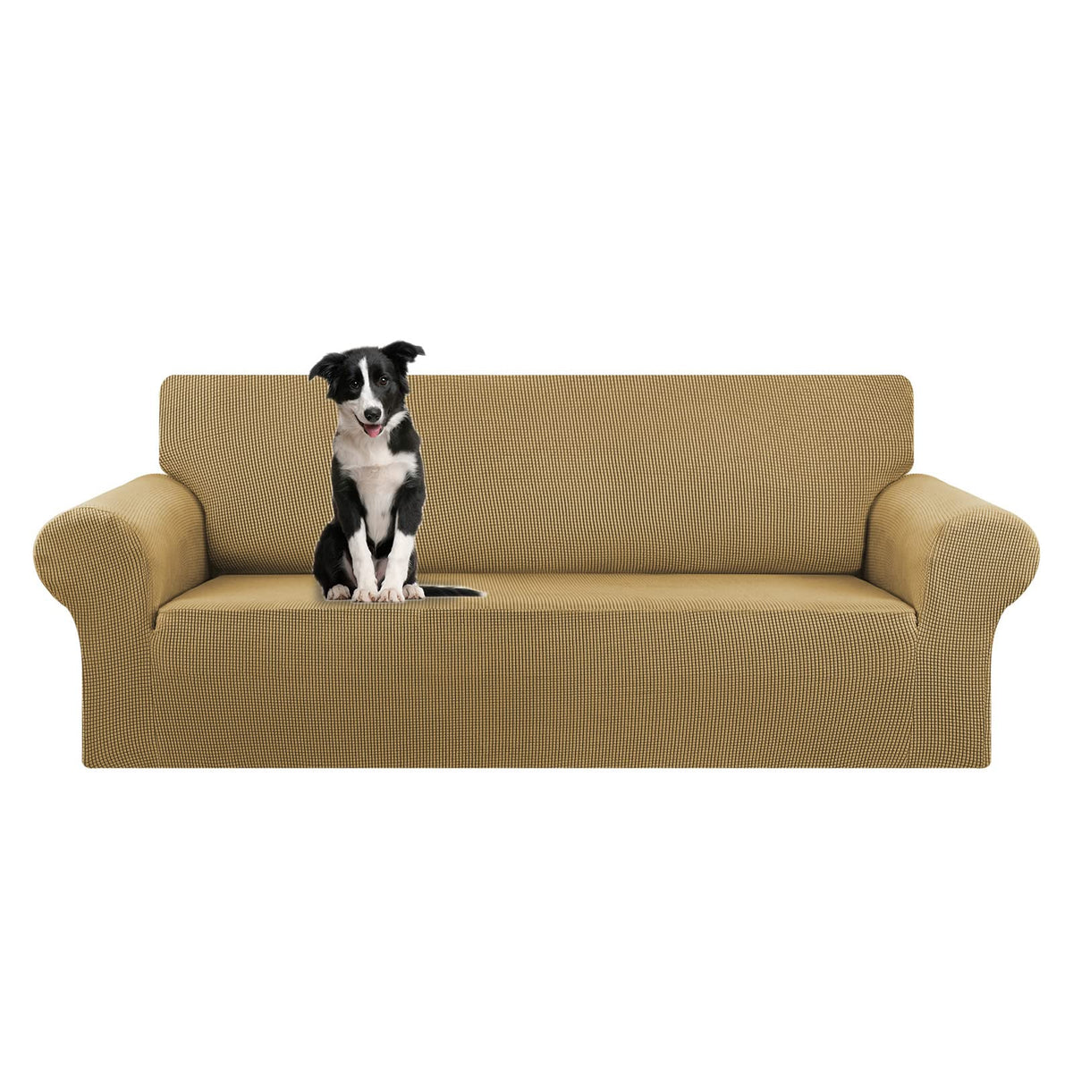 KEKUOU Stretch Couch Covers for Sofa, 3 Cushion Couch Slipcover,Black