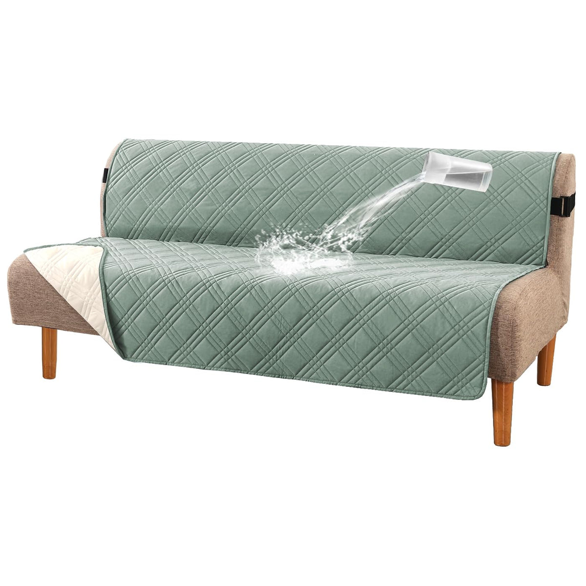 H.VERSAILTEX 100% Waterproof Couch Covers for 3 Cushion Couch Sofa Modern Sofa Slipcovers with Elastic Straps Thick Soft Furniture Protector Pet Friendly(Sofa, Grey/Beige)