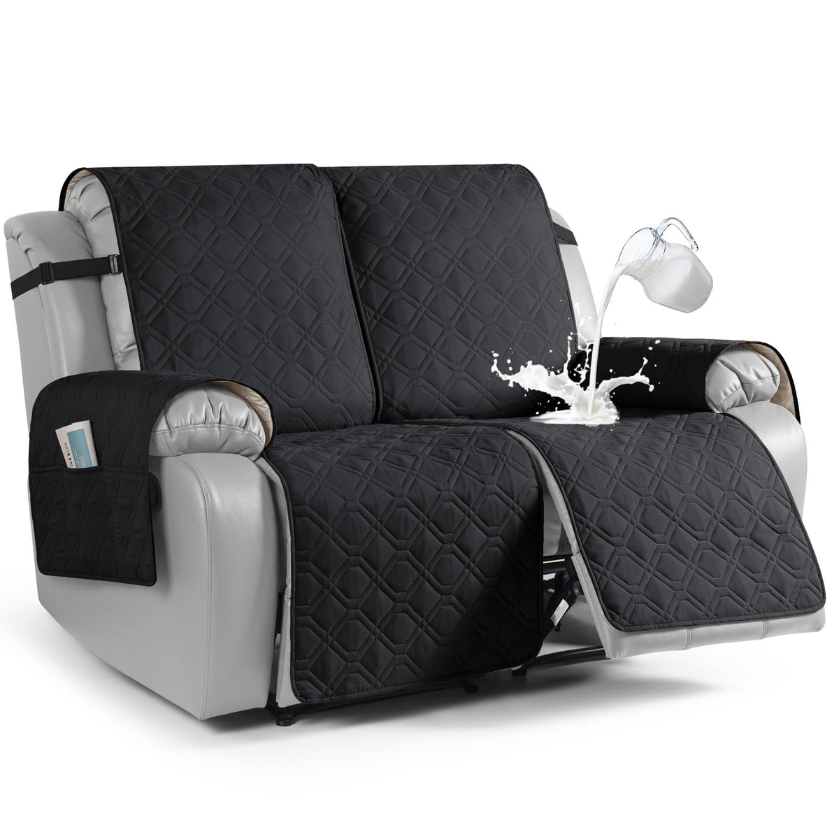 VANSOFY Waterproof Recliner Couch Covers Washable, Dark Gray,3 Seater