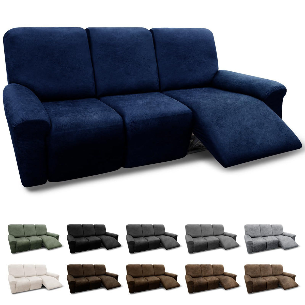 Couch Cover Leather Look 3 Seater Couch Sofa Cover 1-Piece Sofa Slipcover Stretch Furniture Protector with Elastic Bottom & Pockets(Sofa, Coffee)