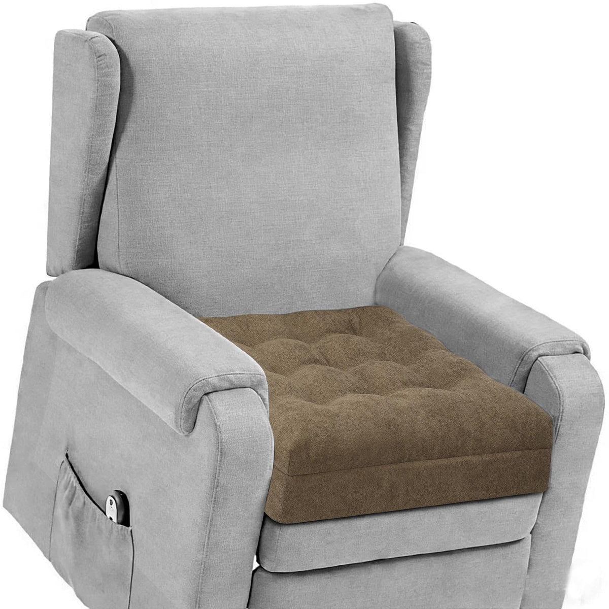 Recliner Cushion for Elderly - Patented Dual Seat Cushion for Sagging Recliner Replacement Booster Cushion for Easy Get Up from Chair, Sofa & Couch, Relieves Long-Sitting Pain 20x20x5 Brown