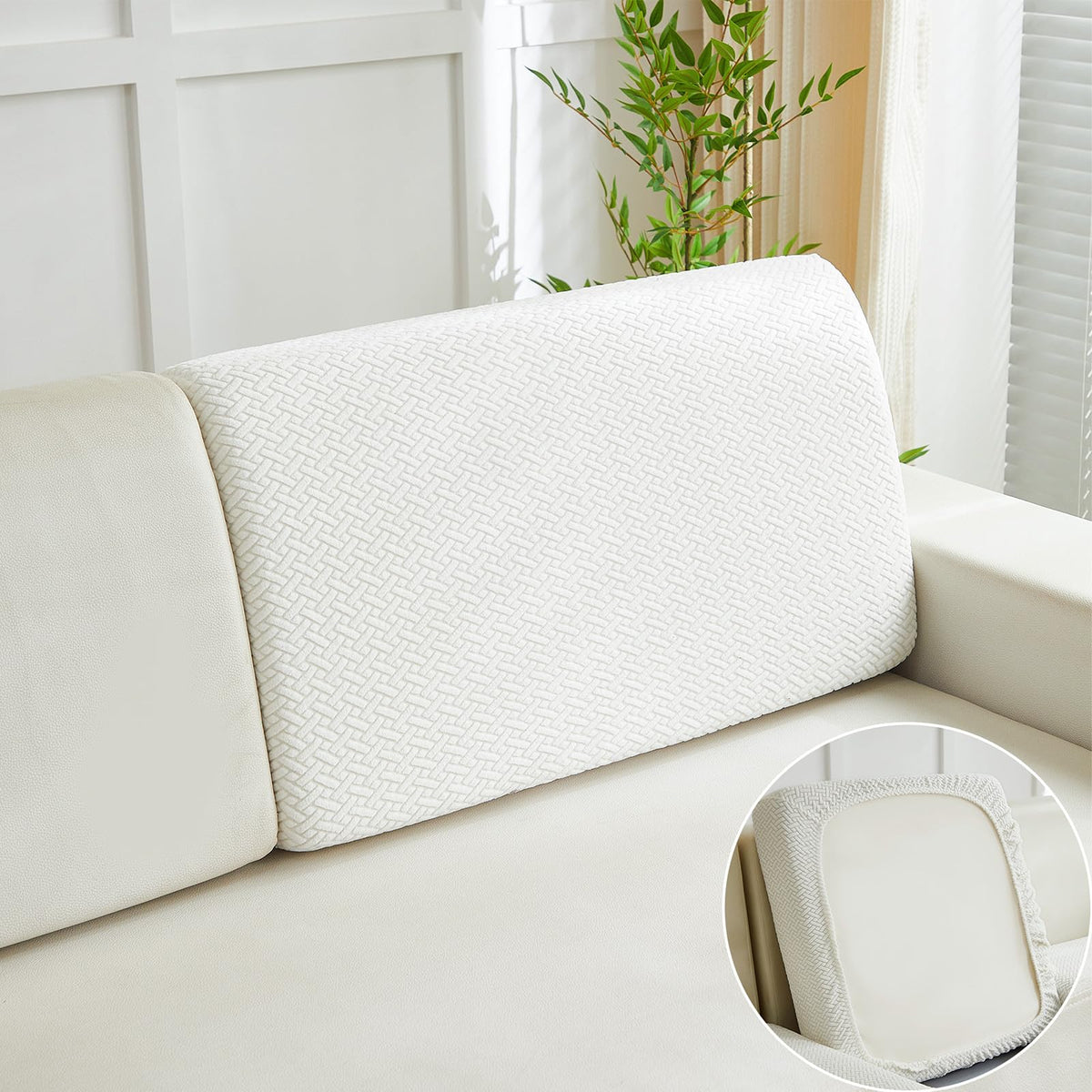 Yoovat Couch Cushion Covers for Sofa Couch Covers Wear-Resistant Universal Sofa Cover Washable Stretch for Sectional Slipcovers (Texture-Light Gray,Large Single Seat Cover)