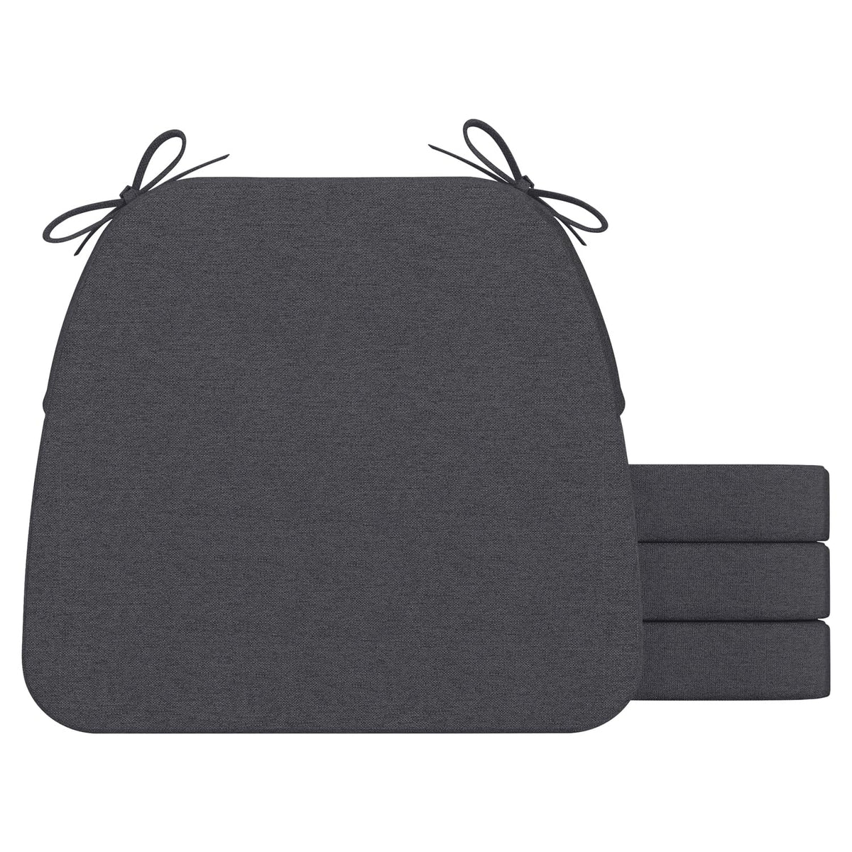 AAAAAcessories D-Shaped Chair Cushions, 2" Thick Dining Chair Pads with Ties and Removable, Machine-Washable Cover, 17" x 16", Set of 4, Oatmeal Beige
