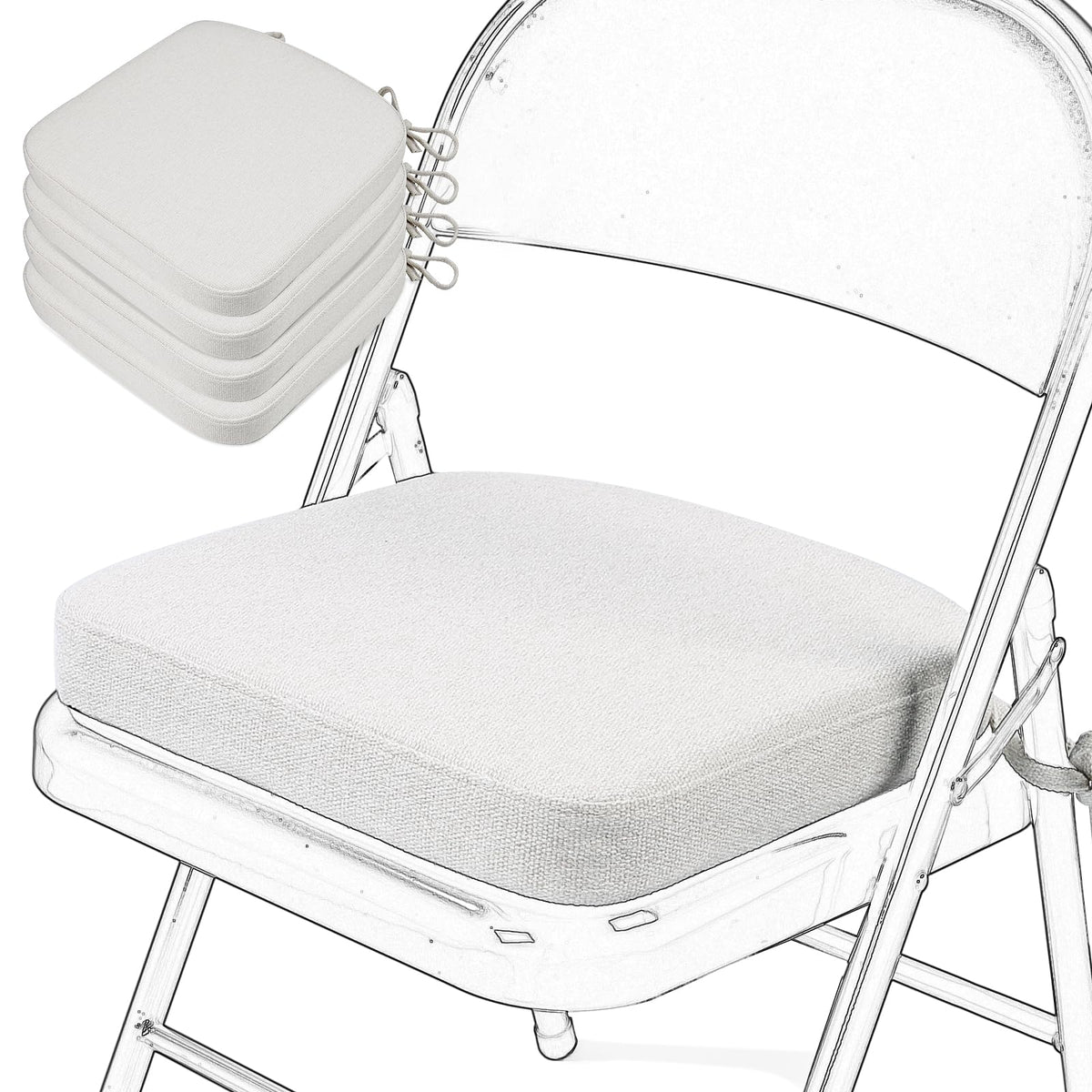 SINOSSO Memory Foam Chair Cushion for Folding Chair 1 Pcs, Thickened 2" Square Kitchen Chair Pad with Ties, Indoor Non-Slip Dining Chair Seat Cushion (1 Piece, Dark Brown)