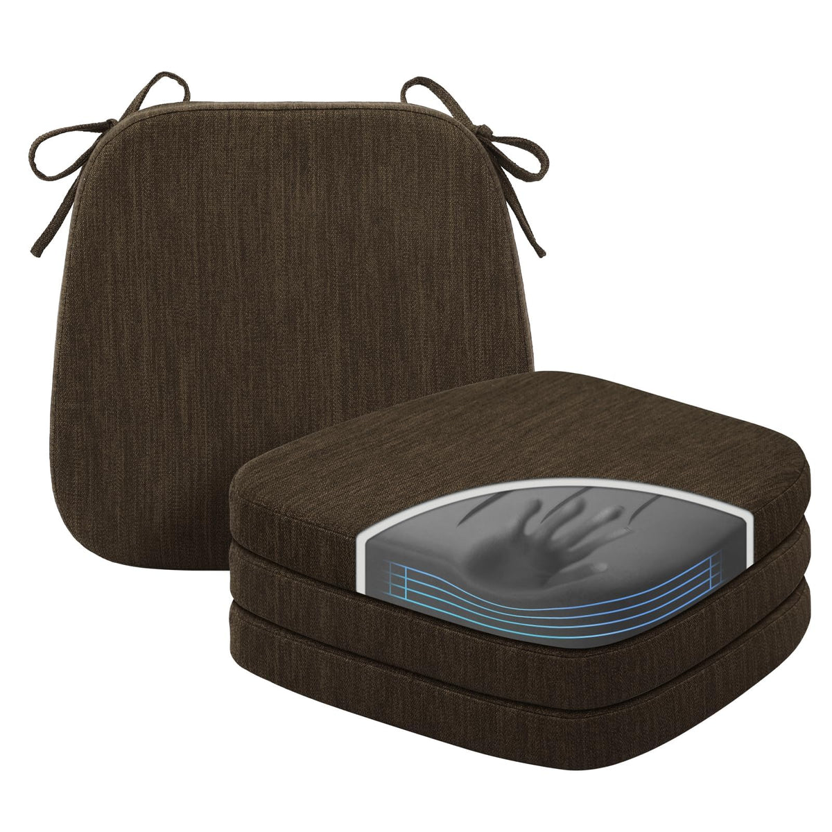 baibu Patented Dual-Layer Memory Foam Chair Cushions, 17 x 16 x 2 in, Black